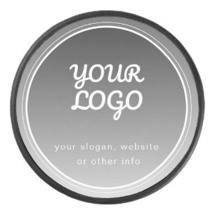 Your Logo & Editable Text Dark Grey Gradient Hockey Puck