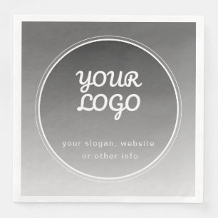 Your Logo & Editable Text Dark Grey Gradient Napkin