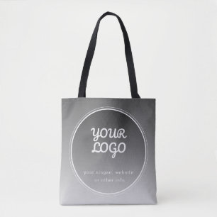 Your Logo & Editable Text   Dark Grey Gradient  Tote Bag