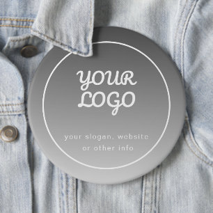 Your Logo & Editable Text   Dark Grey Ombre  6 Cm Round Badge