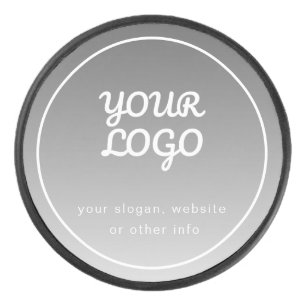 Your Logo & Editable Text Dark Grey Ombre Hockey Puck