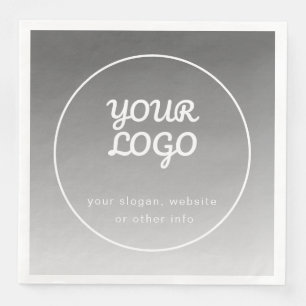 Your Logo & Editable Text Dark Grey Ombre Napkin