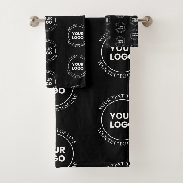 Your Logo & Editable Text | Repeating Pattern  Bath Towel Set (Insitu)