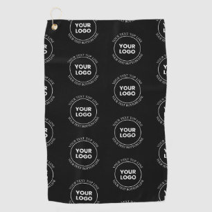 Your Logo & Editable Text   Repeating Pattern  Golf Towel