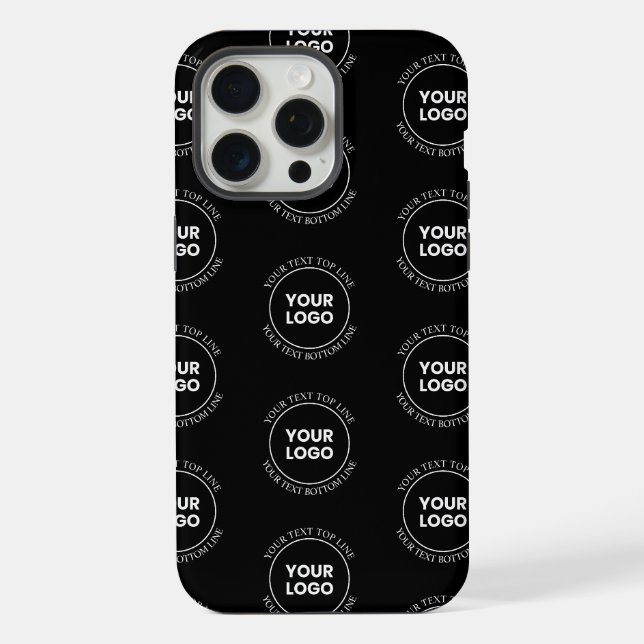 Your Logo & Editable Text | Repeating Pattern  iPhone Case (Back)