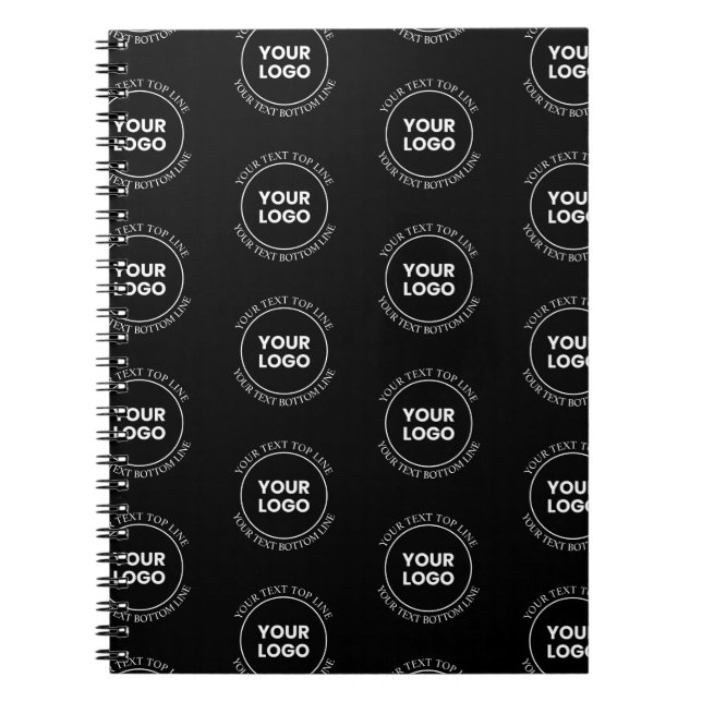 Your Logo & Editable Text | Repeating Pattern  Notebook (Front)