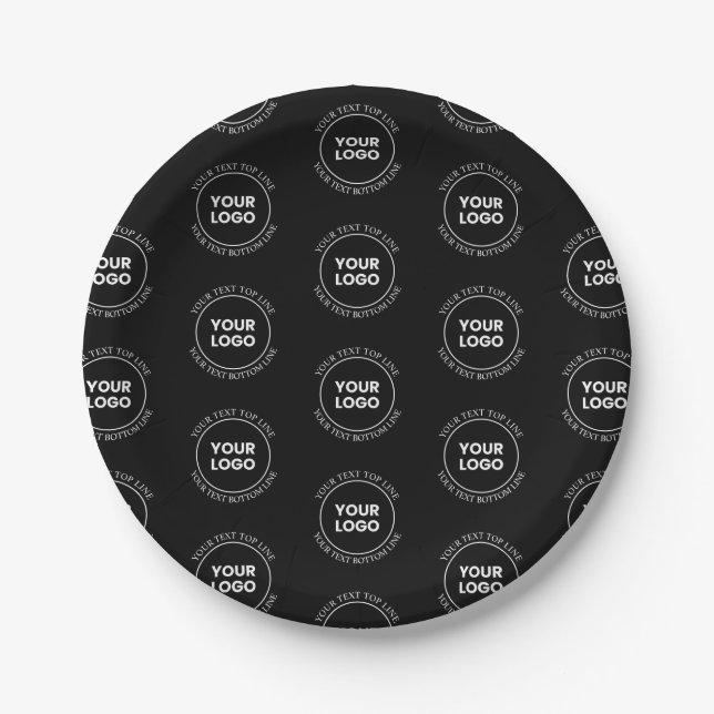 Your Logo & Editable Text | Repeating Pattern  Paper Plate (Front)