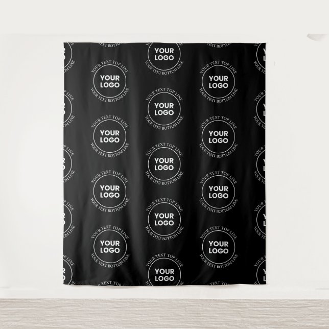 Your Logo & Editable Text | Repeating Pattern  Tapestry (Front)