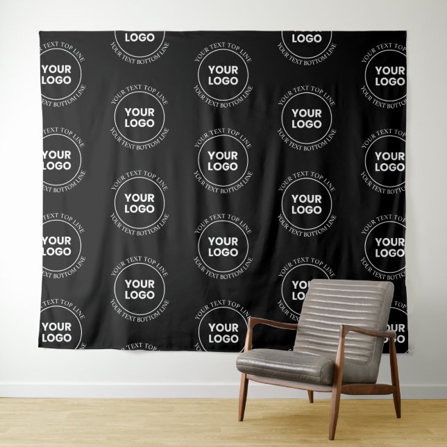 Your Logo & Editable Text | Repeating Pattern  Tapestry (In Situ (Horizontal))