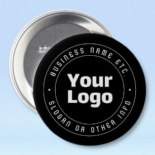 Your Logo & Editable Text Template Black & White 7.5 Cm Round Badge