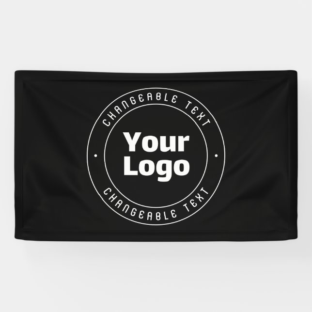 Your Logo & Editable Text Template | Black & White Banner (Horizontal)