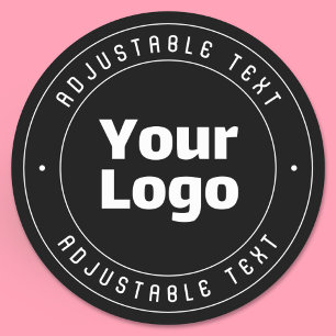 Your Logo & Editable Text Template   Black & White Classic Round Sticker
