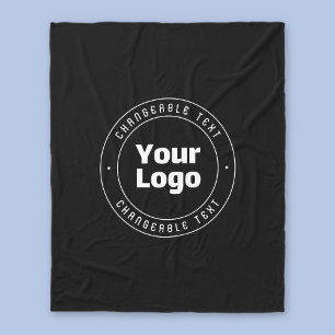 Your Logo & Editable Text Template Black & White Fleece Blanket