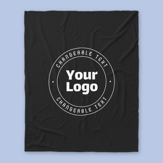 Your Logo & Editable Text Template | Black & White Fleece Blanket (Creator Uploaded)