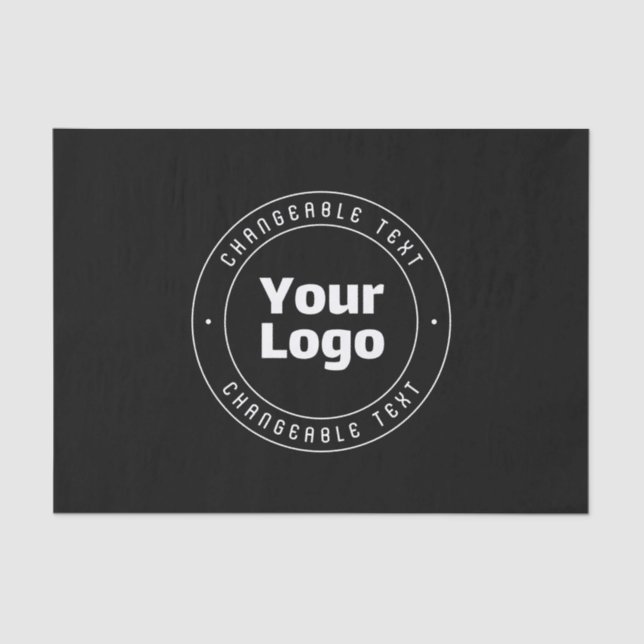 Your Logo & Editable Text Template | Black & White Tissue Paper (Front)