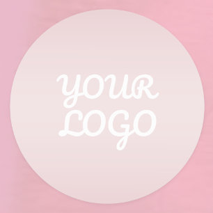 Your Logo & Elegant Modern Blush Pink Ombre Classic Round Sticker