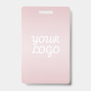 Your Logo & Elegant Modern Blush Pink Ombre ID Badge