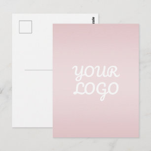 Your Logo & Elegant Modern Blush Pink Ombre Postcard
