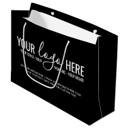 Your Logo Event Business Company Branding Black Large Gift Bag
