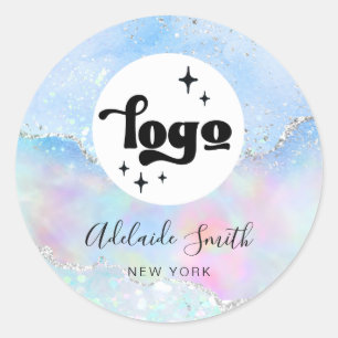 your logo faux glitter classic round sticker