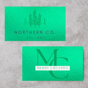 Your Logo Faux Light Green Foil Modern Business Business Card