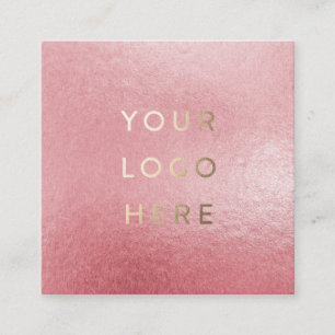 Your Logo Faux Light Pink Foil Modern Business Square Business Card