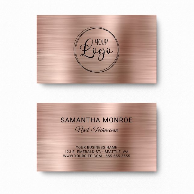 Your Logo Faux Rose Gold Foil Business Card (Your Logo Faux Rose Gold Foil Business Card)