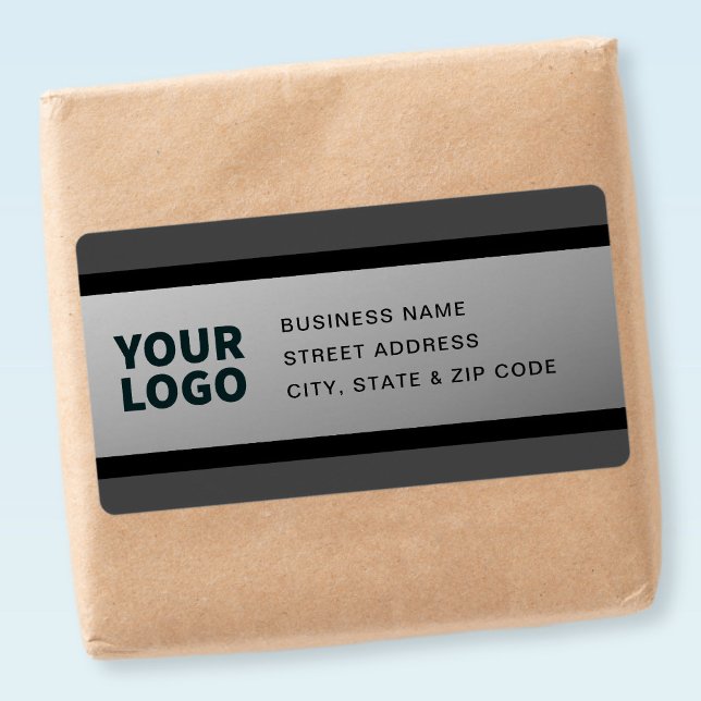 YOUR LOGO Faux Silver Black & Grey Return Address (Creator Uploaded)