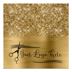 Your Logo Glittery Gold Glam Poster
