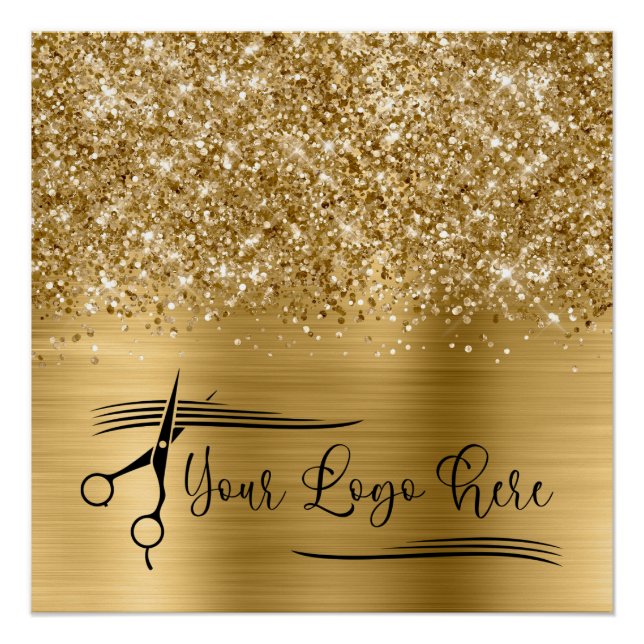 Your Logo Glittery Gold Glam Poster (Front)