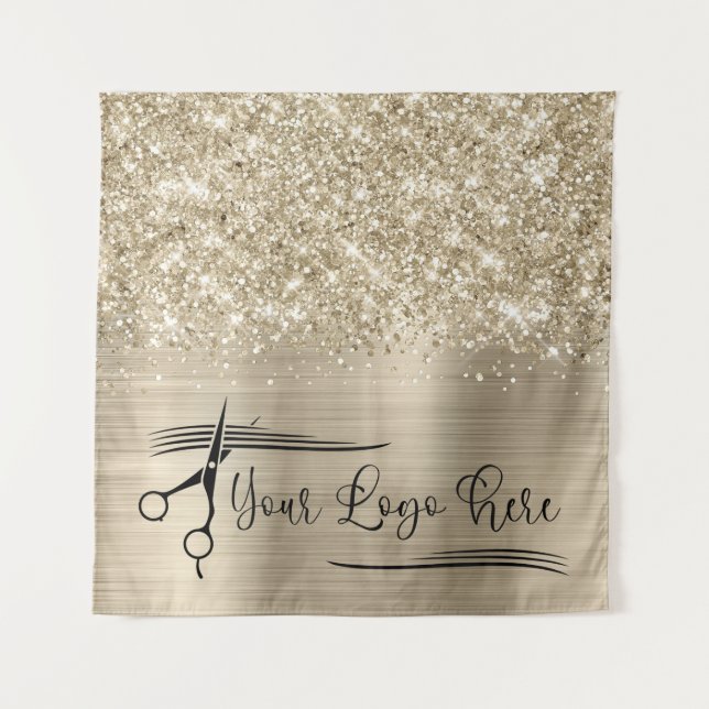 Your Logo Glittery Pale Gold Glam Tapestry (Front)