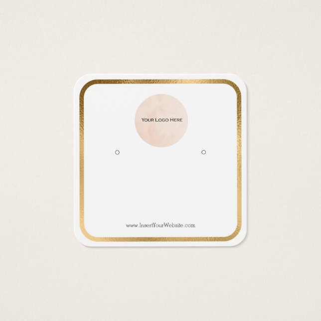 Your Logo Gold Border Rounded Earring Display Card (Front)