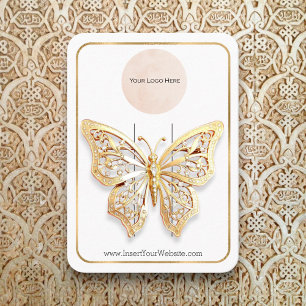 Your Logo Gold Foil Bow Hair Clip Display Vertical Business Card