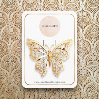 Your Logo Gold Foil Bow Hair Clip Display Vertical Business Card