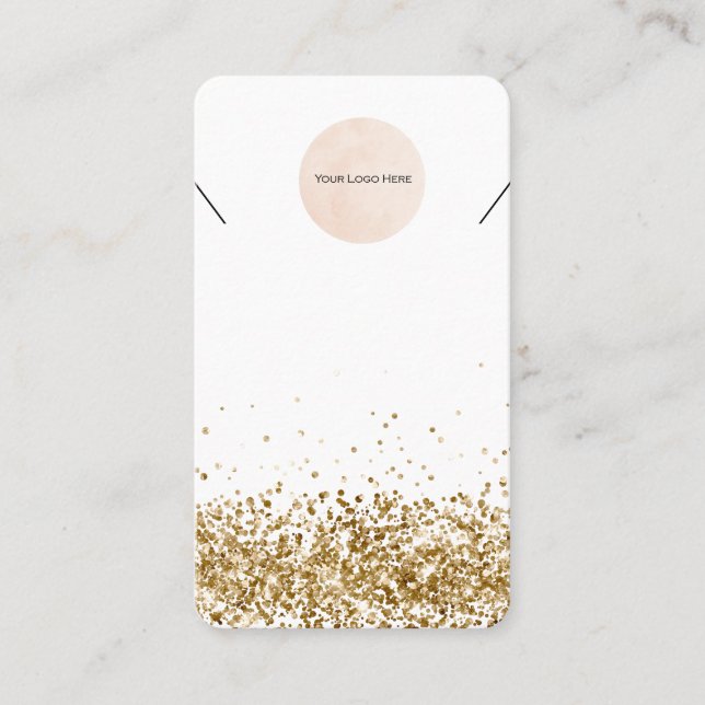 Your Logo Gold Glitter Necklace Display Card (Front)