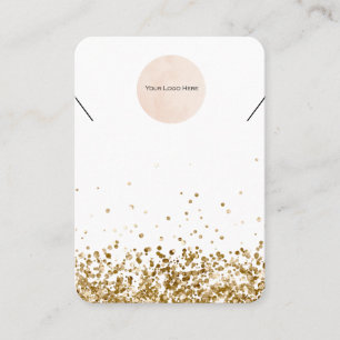 Your Logo Gold Glitter Necklace Display Card Large