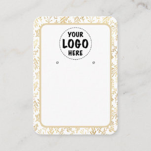 Your Logo Gold Leaf Border Earring Card Large