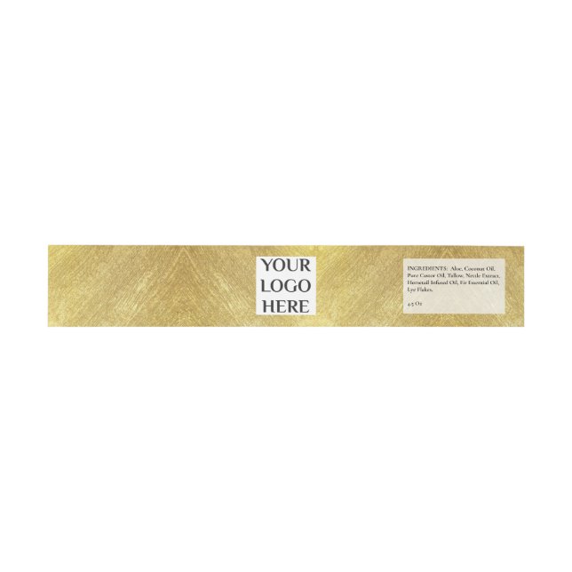 Your Logo Gold Shampoo Bar Soap Band Wrap Invitation Belly Band (Flat)