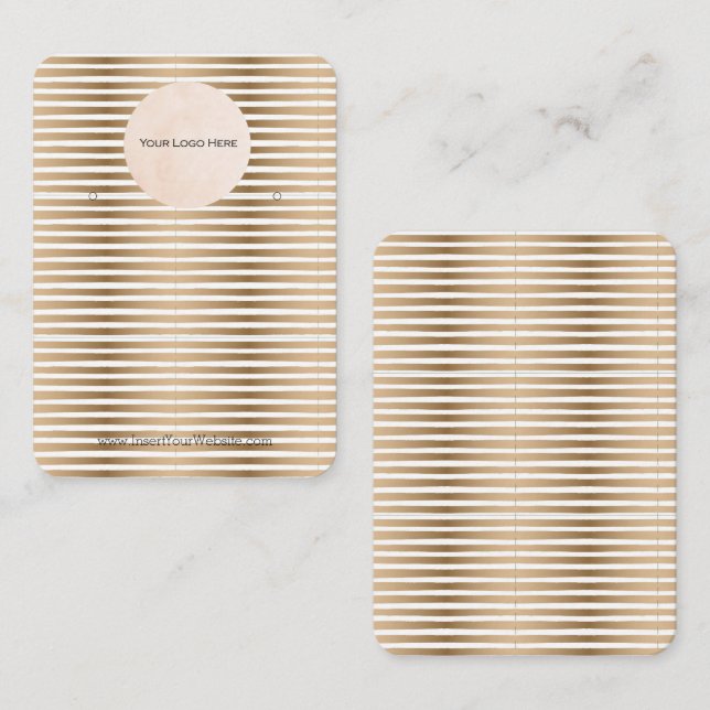 Your Logo Gold Strip Earring Display Card Vertical (Front/Back)
