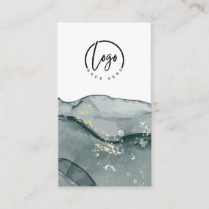 Your Logo Grey Abstract Marble Business Card