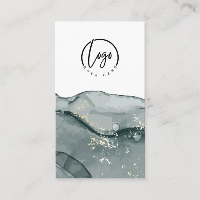 Your Logo Grey Abstract Marble Business Card (Front)