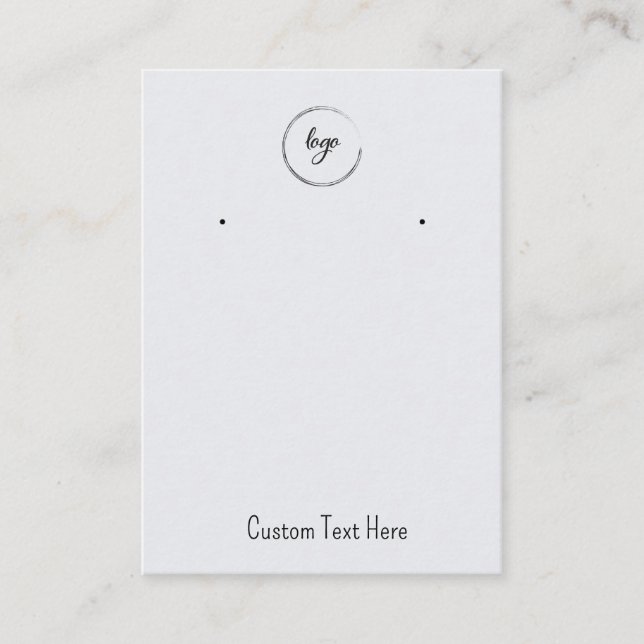 Your Logo Grey Simple Earrings Display Cards (Front)