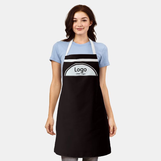 Your Logo Half Sphere Black Business Promotion Apron (Worn)