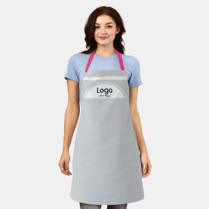 Your Logo Half Sphere Pink Straps Grey Apron