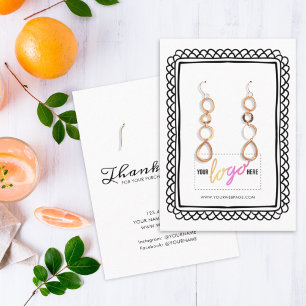 Your Logo Hand Drawn Frame Earrings Display 09 Business Card