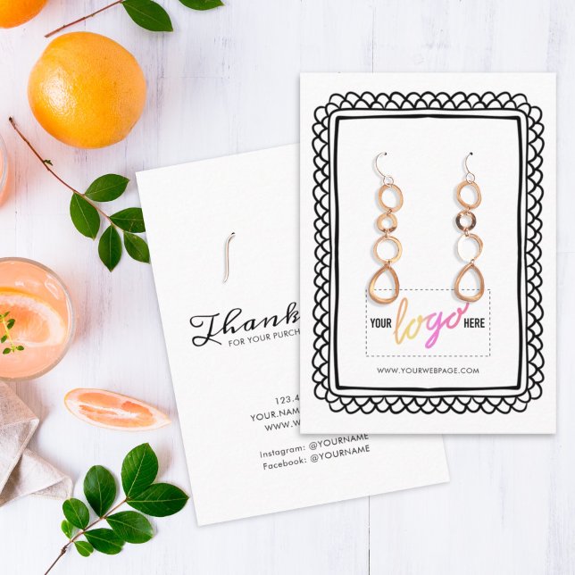 Your Logo Hand Drawn Frame Earrings Display 09 Business Card (Creator Uploaded)