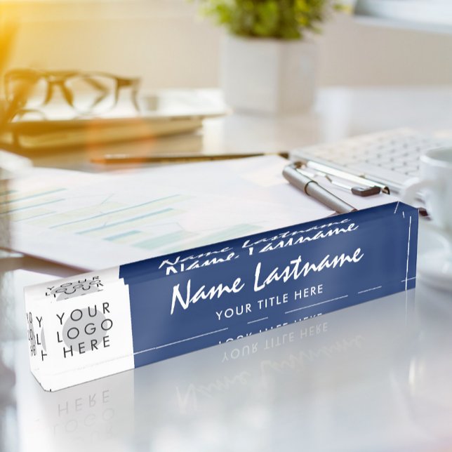 Your Logo Handwritten Modern Title Navy Blue Nameplate (Creator Uploaded)