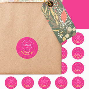 Your logo happy Valentine's day neon pink Sticker