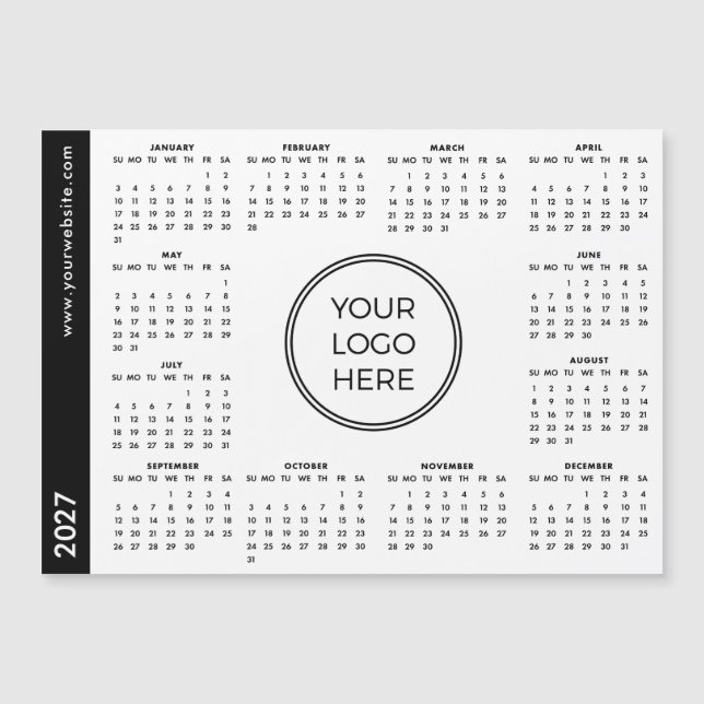 Your Logo Here 2027 white Magnetic Calendar (Front)