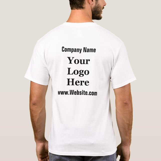 Your Logo Here Black and White Business Template T-Shirt (Back)